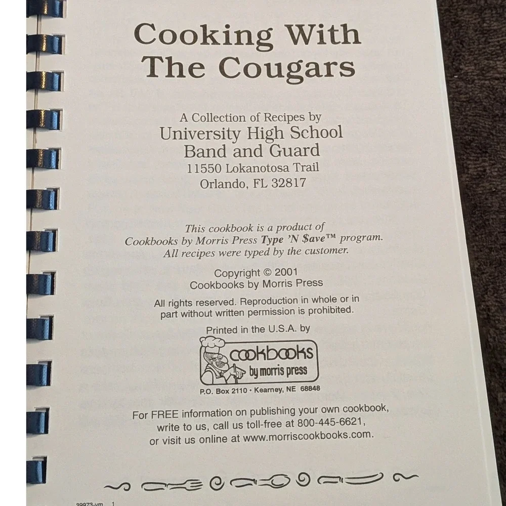 Orlando Florida Vintage 2001 University High School Community Recipes Orlando